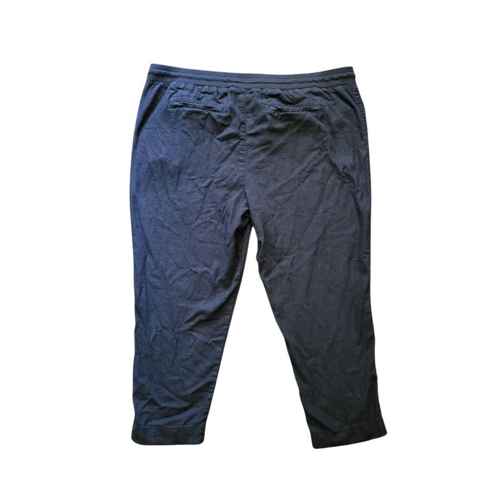 Nordstrom Susina Pants Women's XL Black Linen Blend Cropped Capri Summer Comfort - Picture 2 of 4